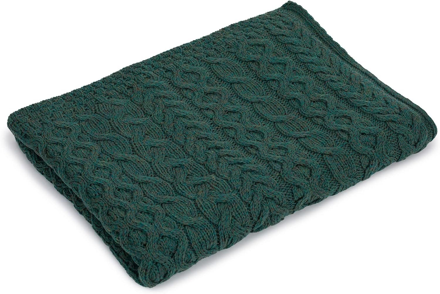 Wool Heavy Cable Knit Blanket Throw 42" x 62" (106 X 157 cm) Green St. Patrick's Day - Image 2