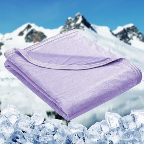Cooling Throw Blanket — Designed specifically for those who tend to overheat; ideal for summer use—lightweight, breathable, and soft to the touch, featuring an enhanced double-sided cooling design; suitable for use on beds, sofas, or recliners, effectively alleviating the heat and discomfort associated with night sweats; Color: Purple; Size: 60 x 80 inches.