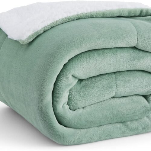 Fleece Throw Blanket for Couch - Thick and Warm, Soft Fuzzy Plush Throw Blanket for Winter, Sage Green, 50x60 Inches